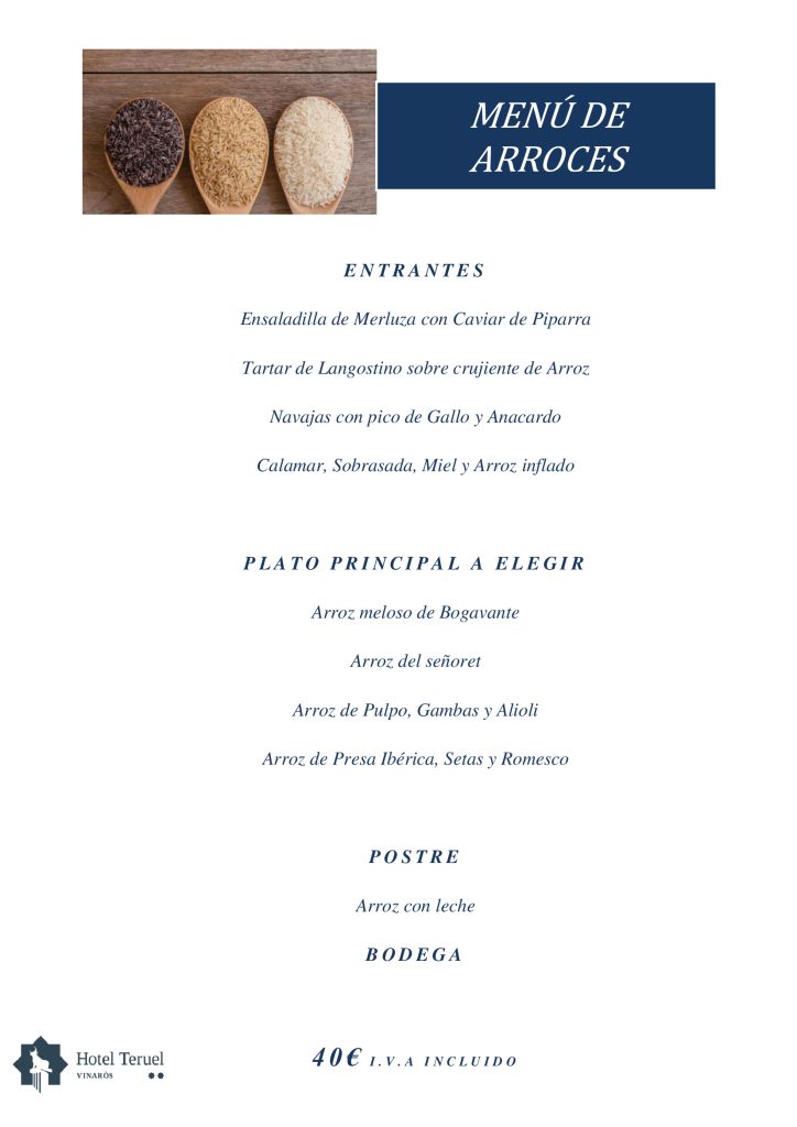MENÚ DE ARROCES