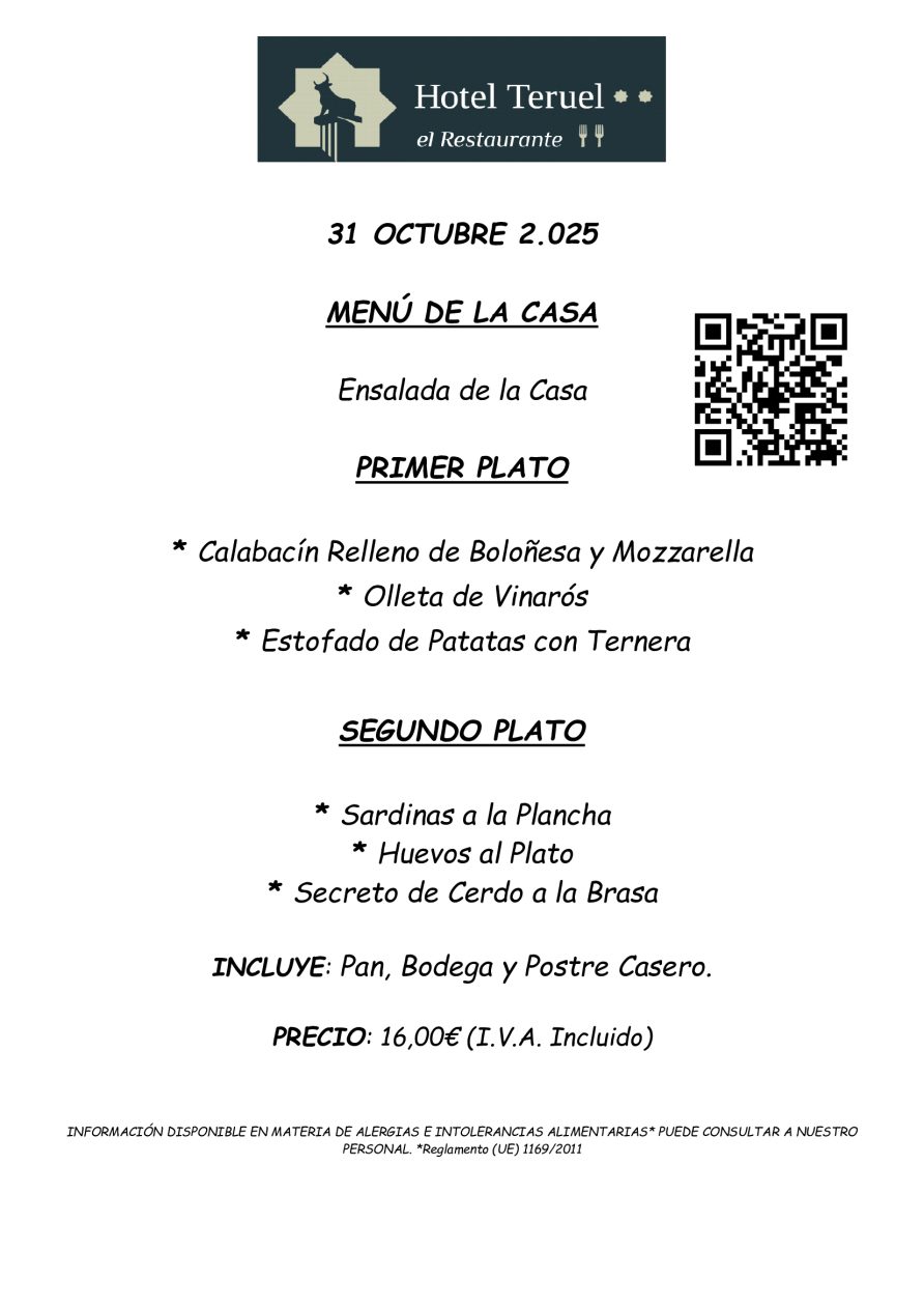 Menú 31 de Octubre