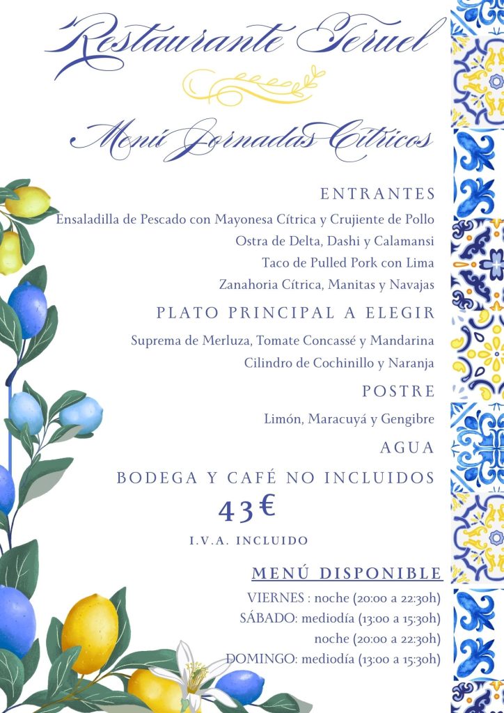 MENÚ ESPECIAL II JORNADAS DE LA COCINA DE LOS CÍTRICOS