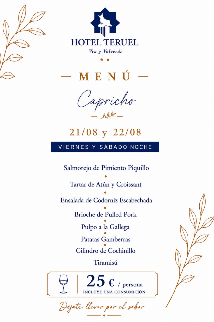 MENÚ CAPRICHO PARA DOS