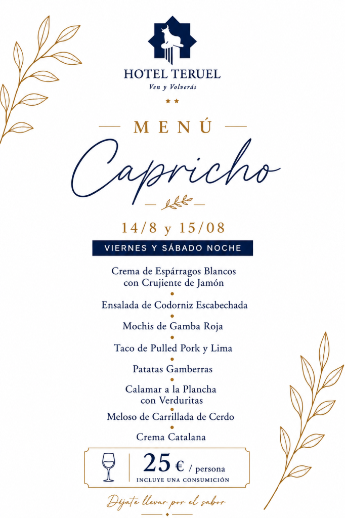 MENÚ CAPRICHO PARA DOS